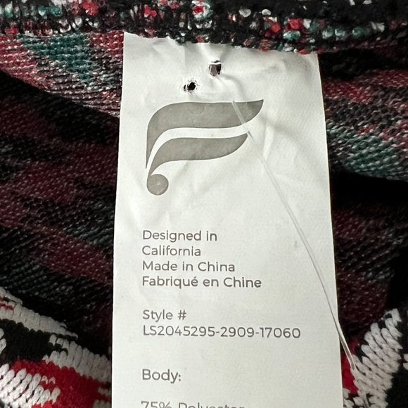 Fabletics Camryn Houndstooth Seamless Long Sleeve Top Red Green Black size XL - Picture 10 of 16